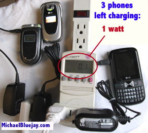 3 phones charged use 1 watt
