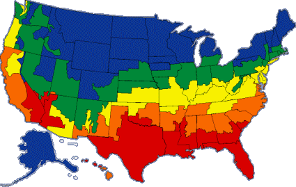 U.S. Heat Zone map